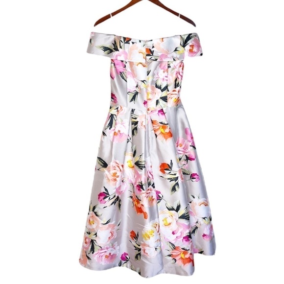 ELIZA J NWT Floral Off the Shoulder Mikado Dress Size 4 in Multi Floral Print - Picture 13 of 16